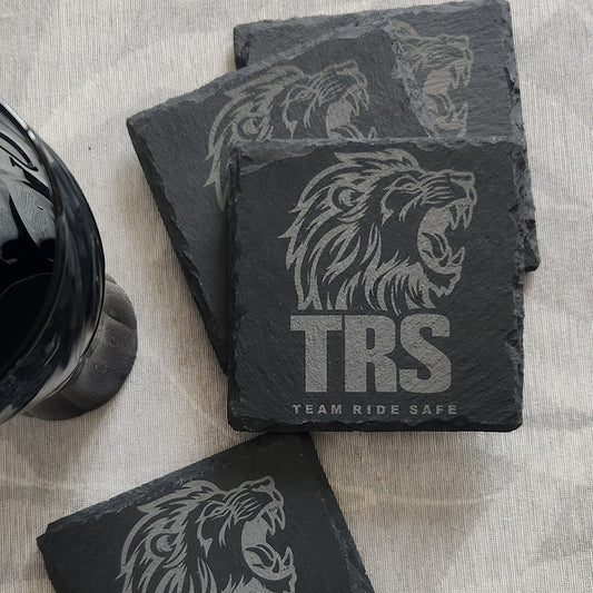 Lot de 4 dessous de verre en ardoise gravé - TRS